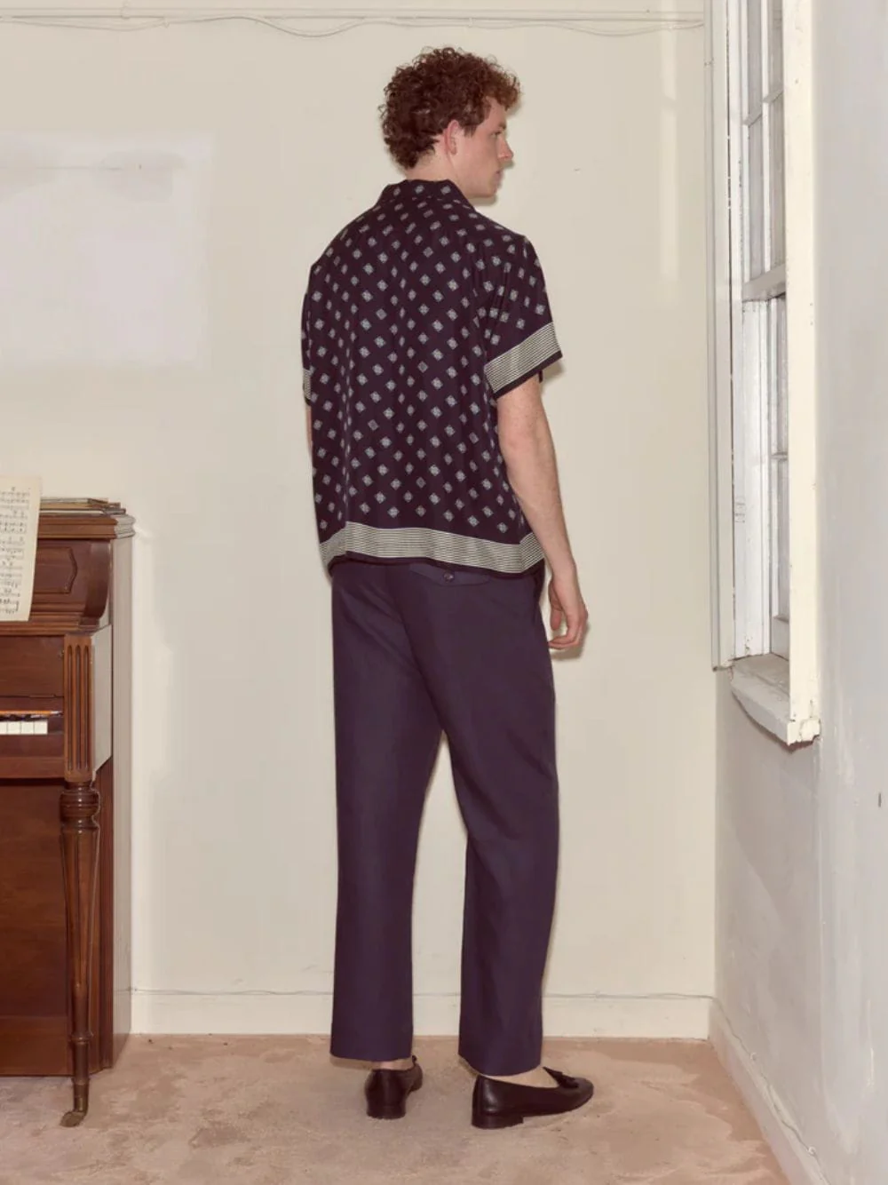 Navy Blue Foyer Diamond Short Sleeve Shirt - Image 4