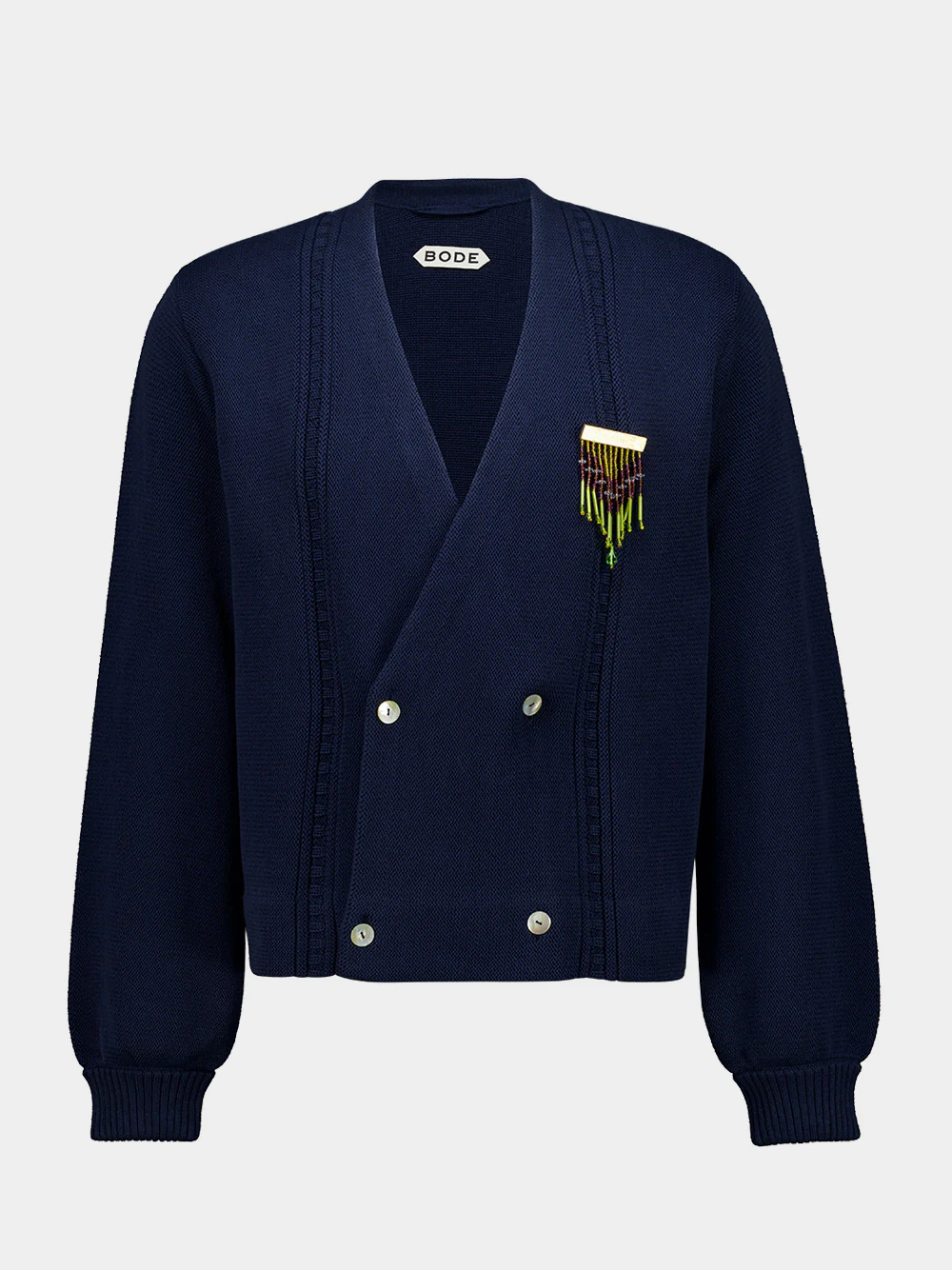 Navy Double-Breasted Cardigan