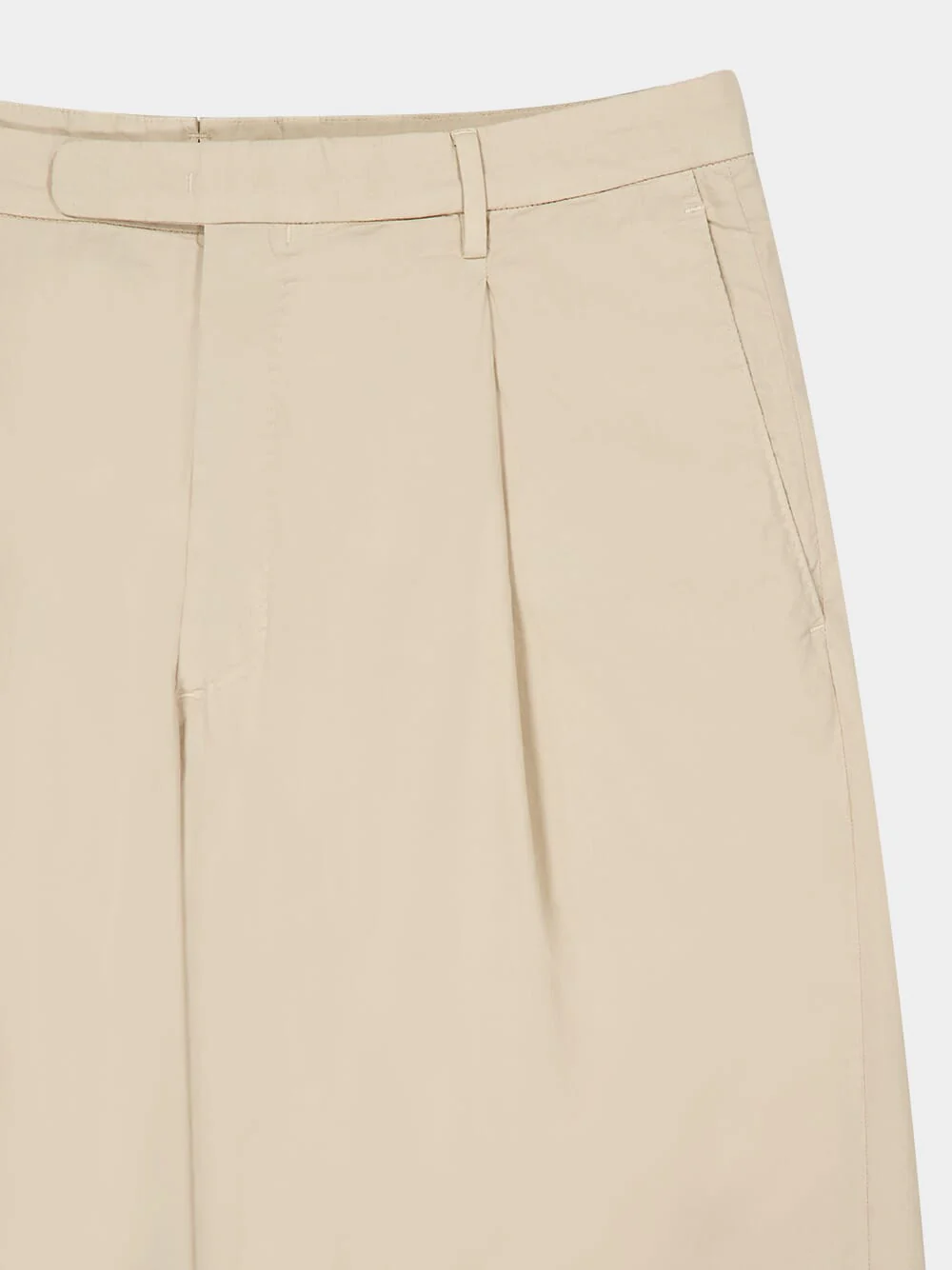 Beige Straight Fit Cotton Shorts - Image 3