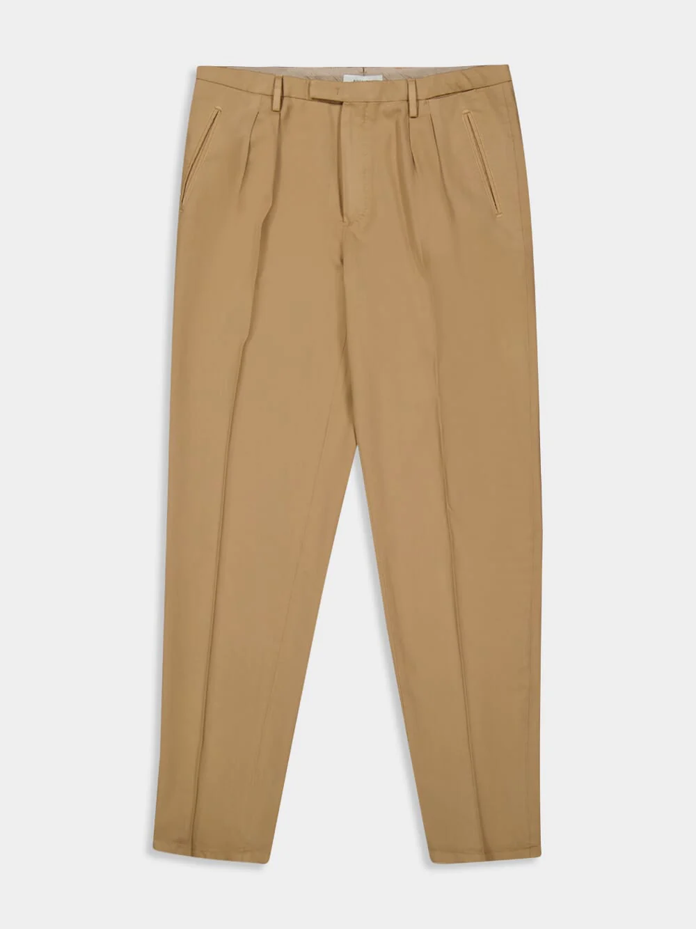 Beige Virgin Wool 2-Pleat Trousers - Image 4