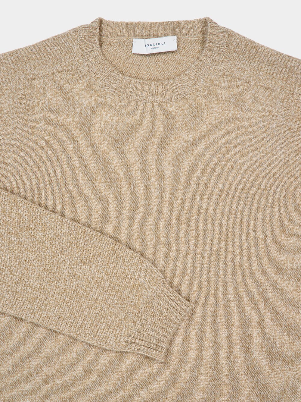 Beige Wool-Cashmere Crewneck Sweater - Image 3
