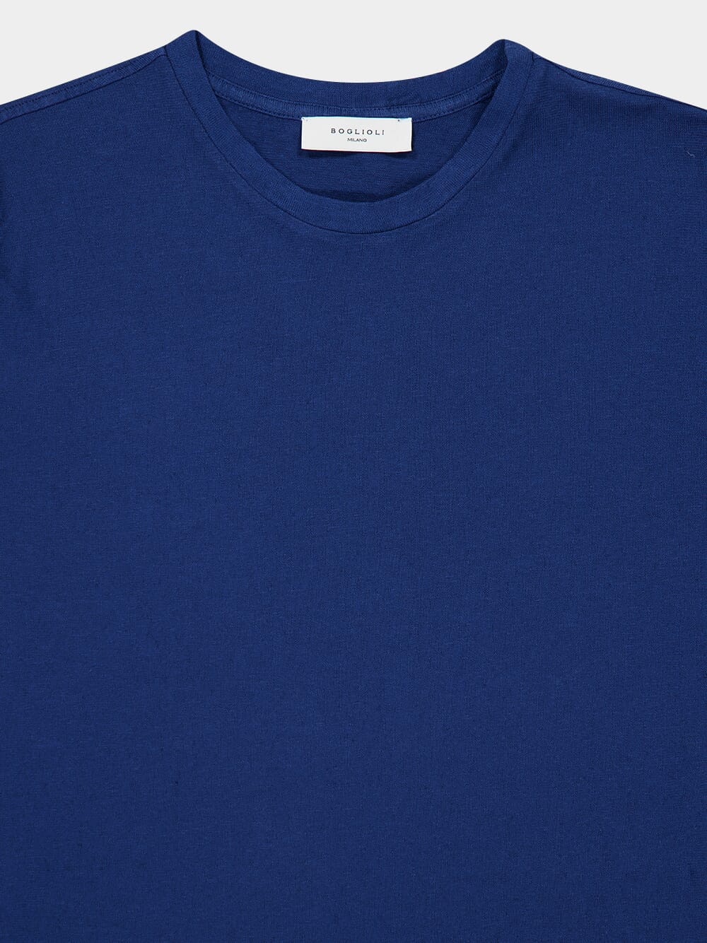 Blue Cotton Linen Crew Neck T-Shirt - Image 3