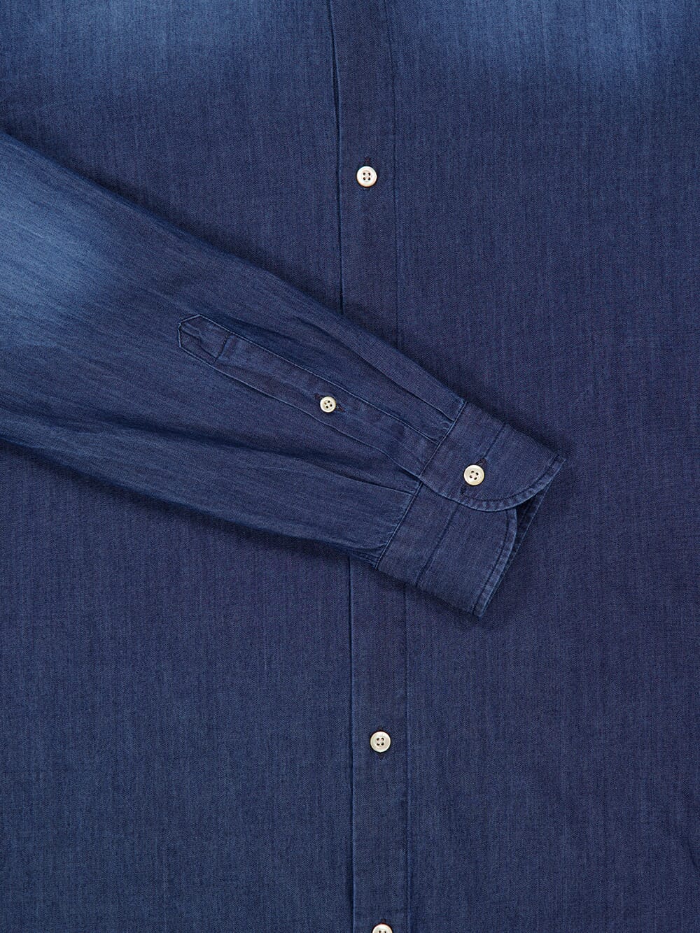 Blue Cotton Mandarin Collar Shirt - Image 4