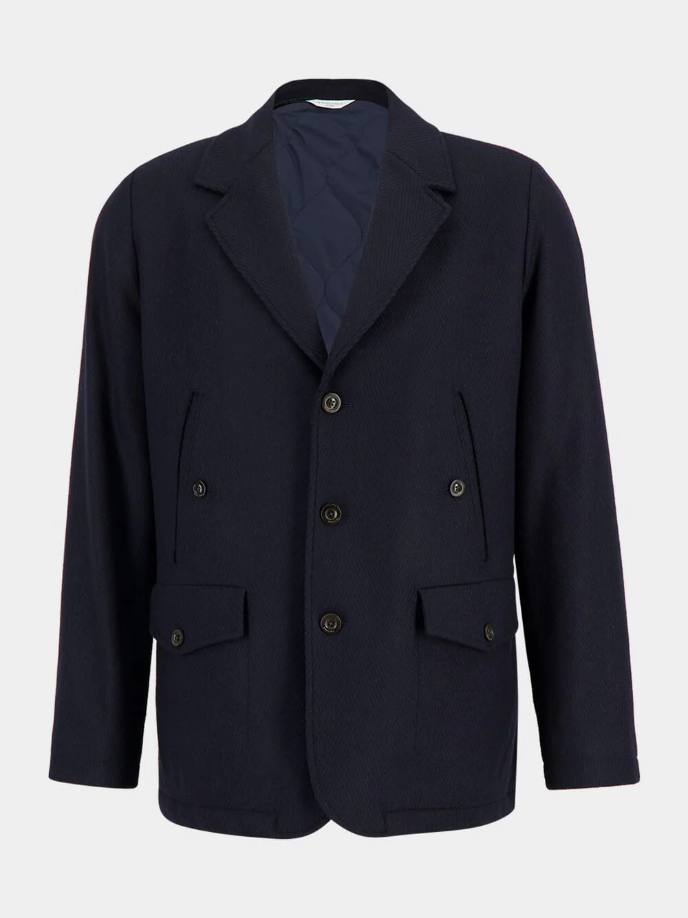 Blue Wool-Cashmere Buttoned Jacket