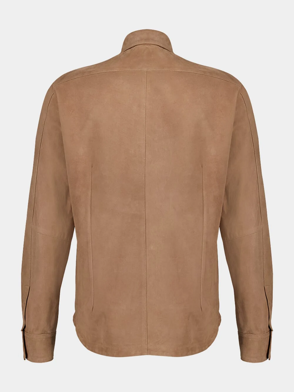 Brown Leather Button-Up Overshirt Jacket - Image 2