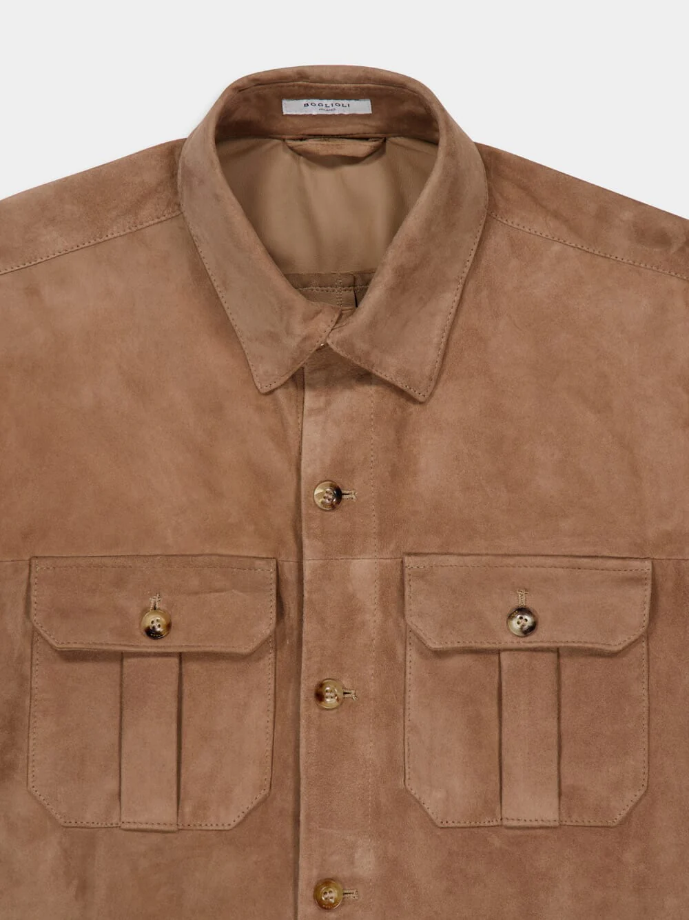 Brown Leather Button-Up Overshirt Jacket - Image 3