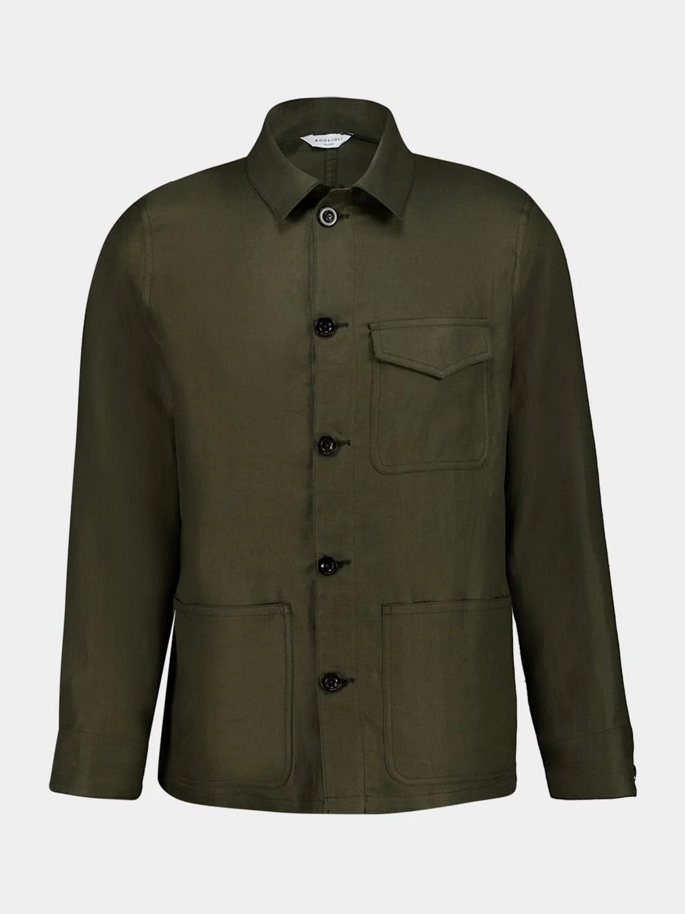 Brown Linen Long-Sleeve Overshirt