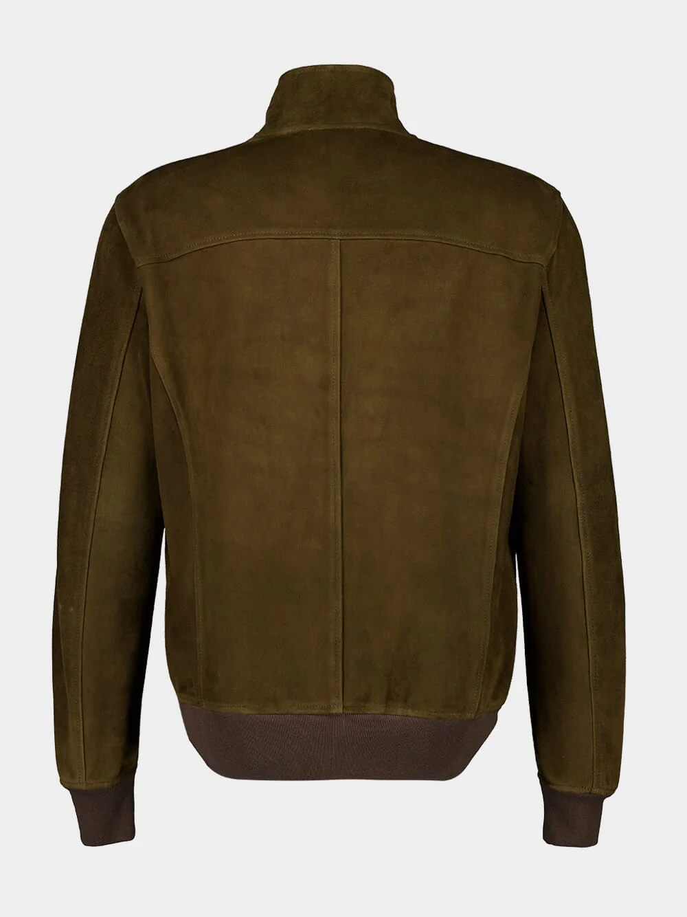 Brown Suede Leather Bomber Jacket - Image 2