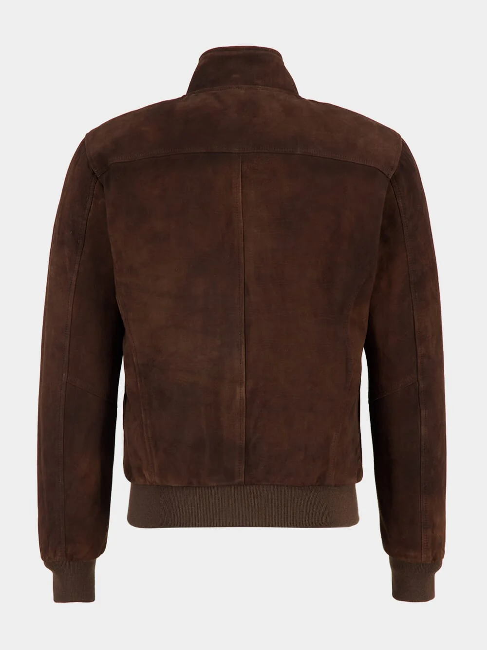 Brown Suede Zip Bomber Jacket - Image 2