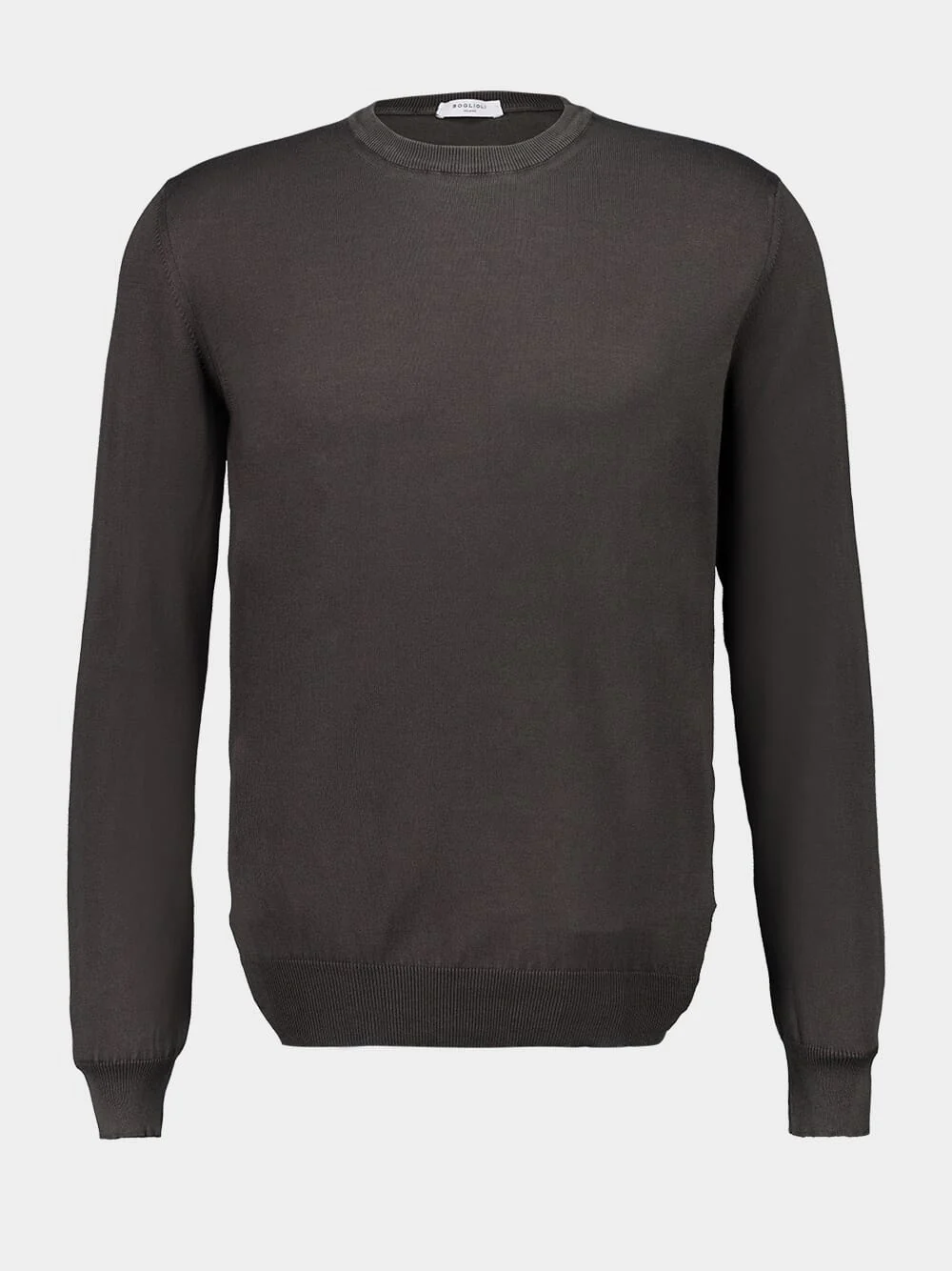 Charcoal Green Cotton Crew-Neck Jumper
