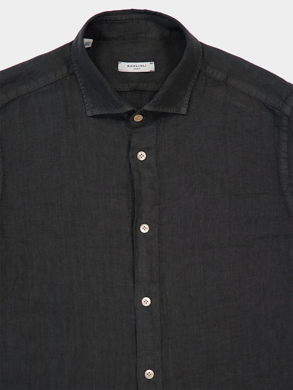 Charcoal Green Regular-Fit Linen Shirt - Image 3
