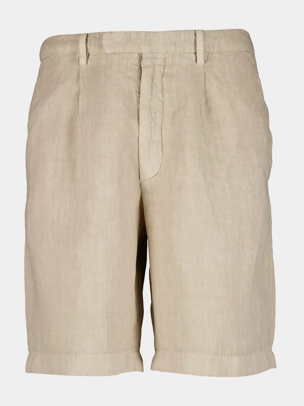 Beige Linen Tailored Shorts