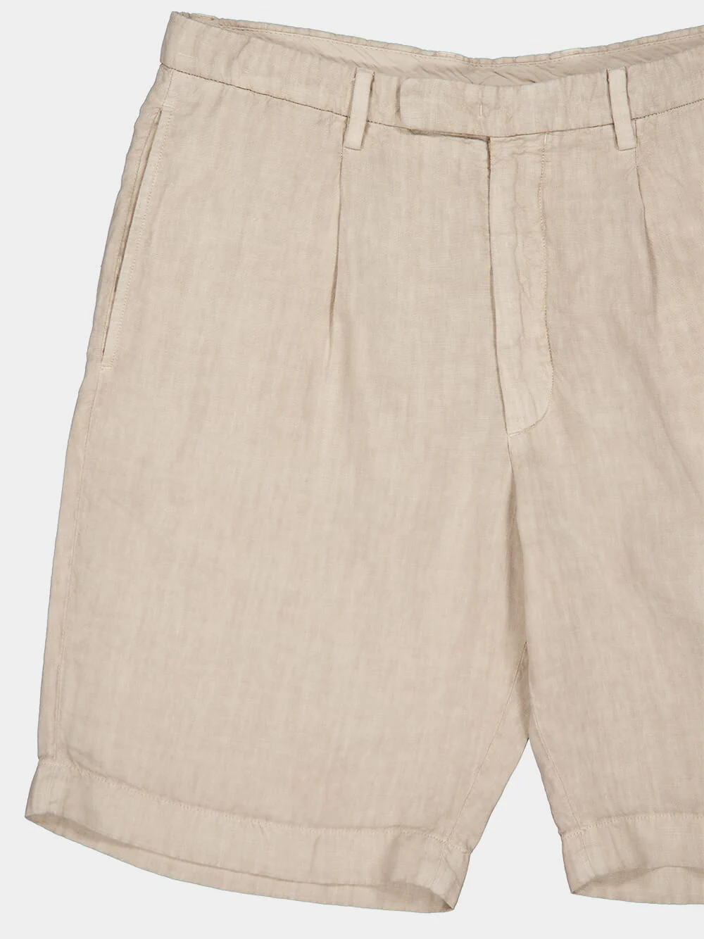 Beige Linen Tailored Shorts - Image 3