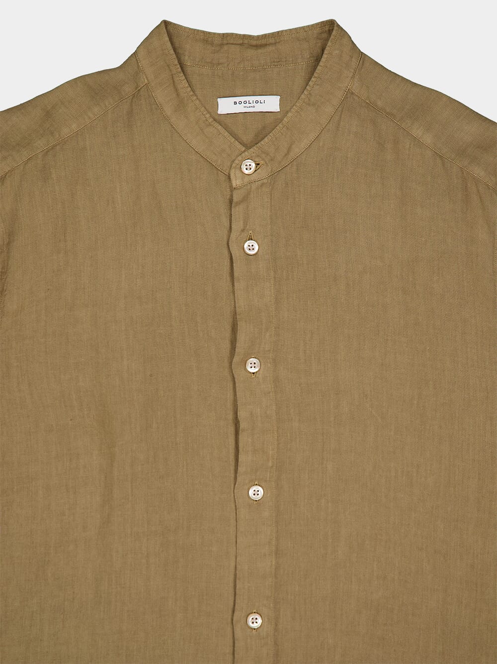 Brown Garment-dyed Linen Shirt - Image 3
