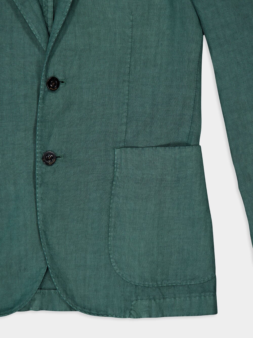 Green Linen Notch-Lapel Jacket - Image 4