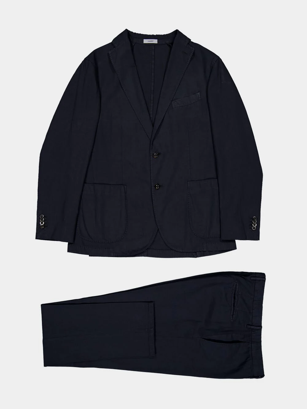 Navy Blue Cotton-Linen Full Suit - Image 5