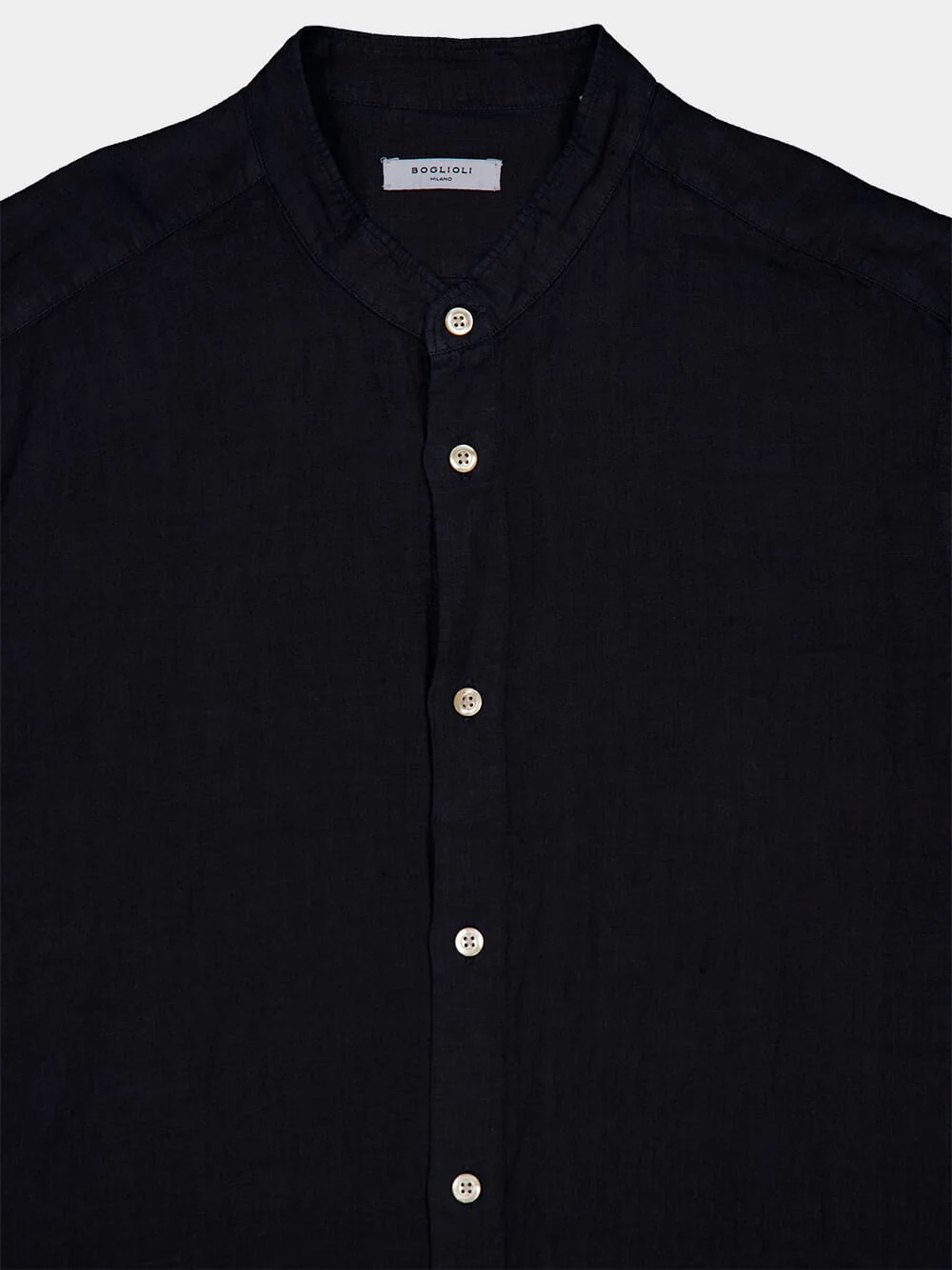 Navy Blue Garment-dyed Linen Shirt - Image 3