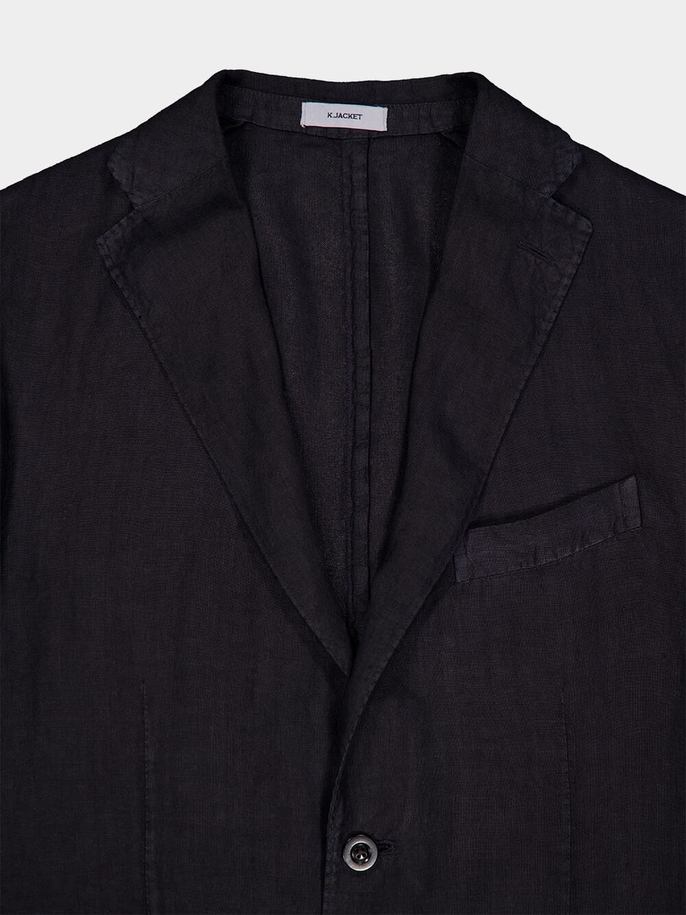Navy Blue Linen Notch-Lapel Jacket - Image 3