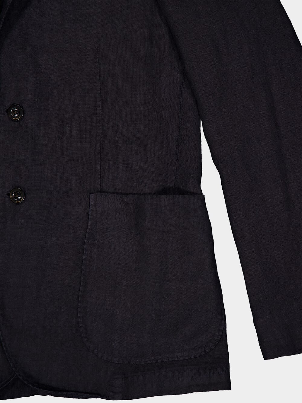 Navy Blue Linen Notch-Lapel Jacket - Image 4