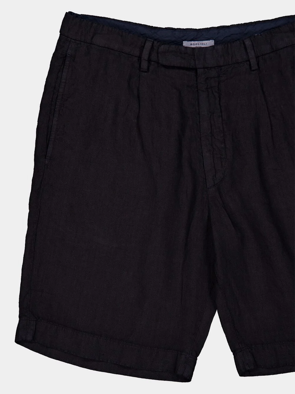 Navy Linen Tailored Shorts - Image 3