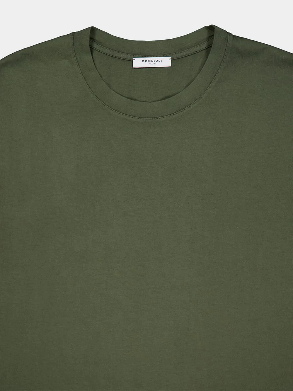 Olive Cotton Crew Neck T-Shirt - Image 3