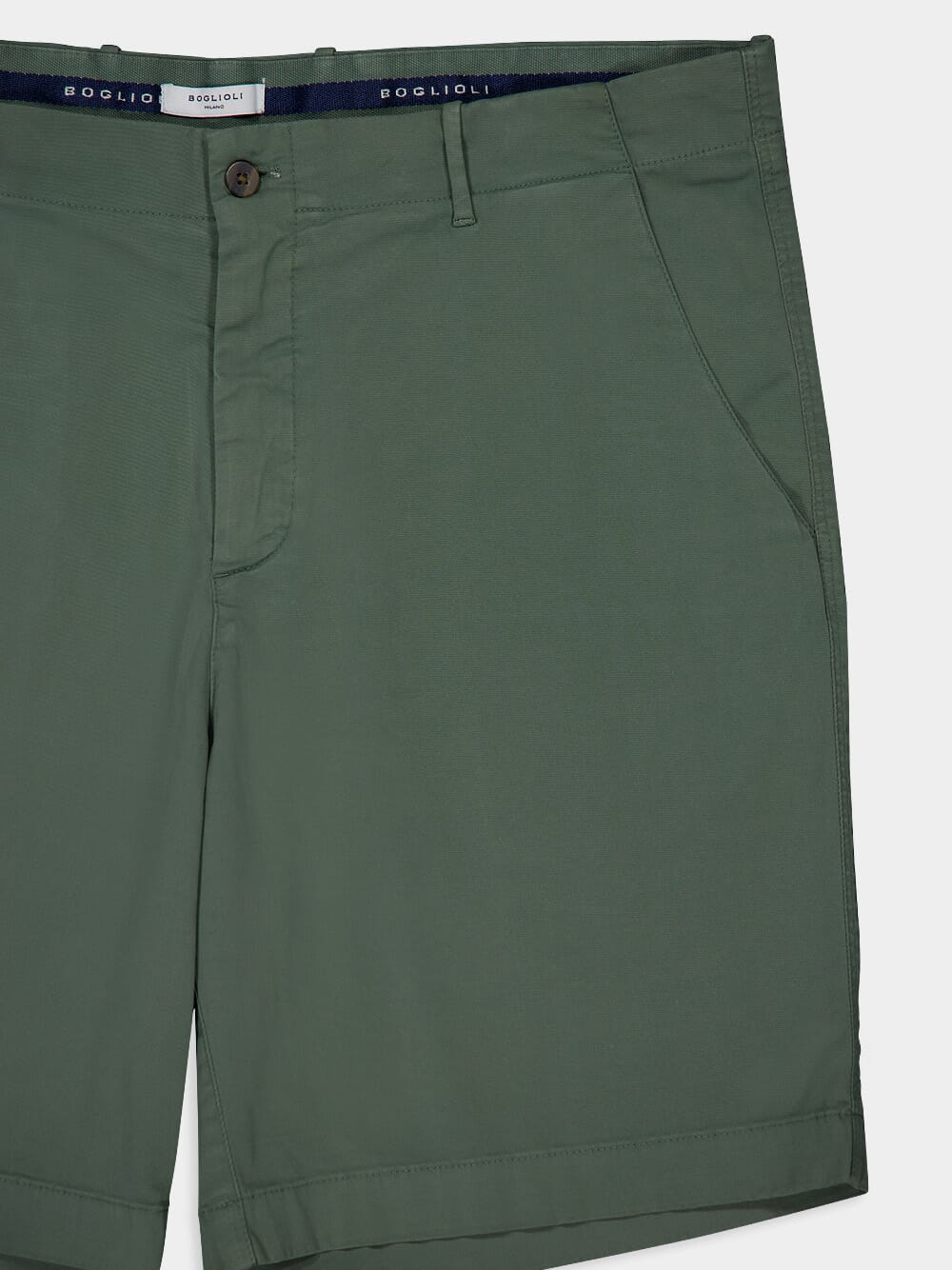 Stretch-Cotton Green Bermuda Shorts - Image 3