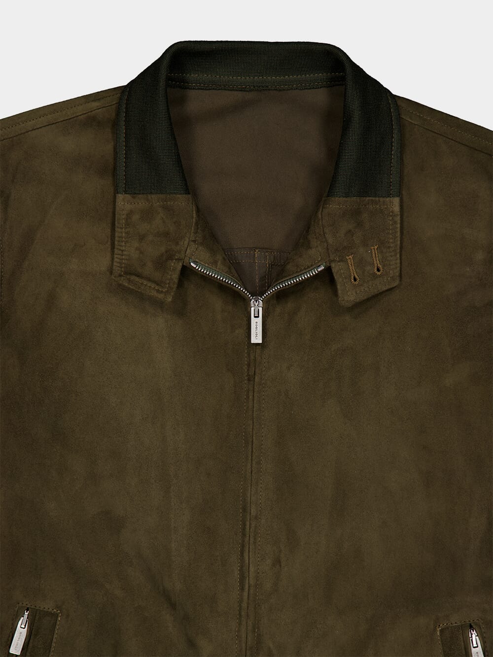Zip-Up Suede Leather Jacket - Image 5