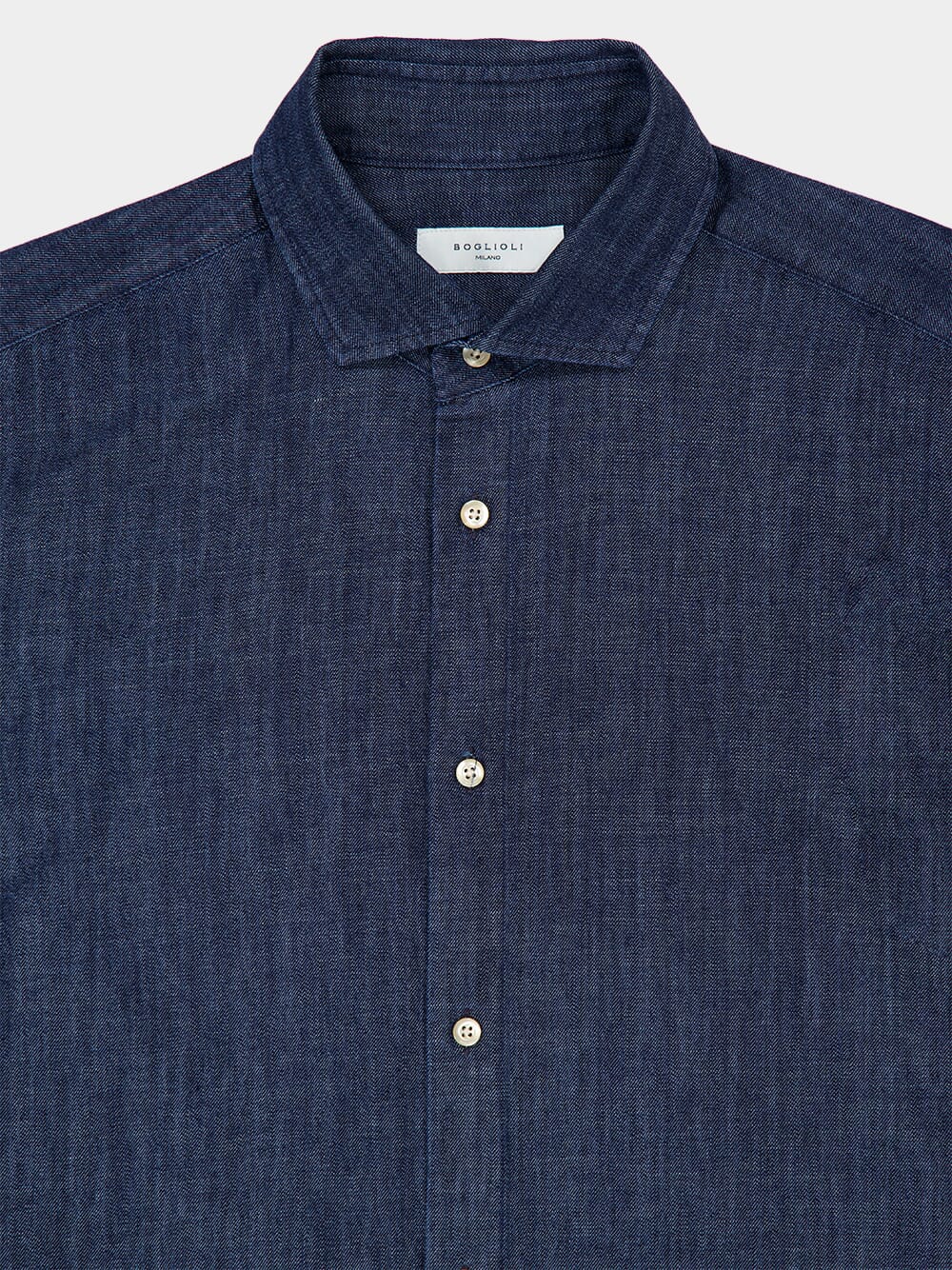 Dark Blue Cotton Long-Sleeve Shirt - Image 3