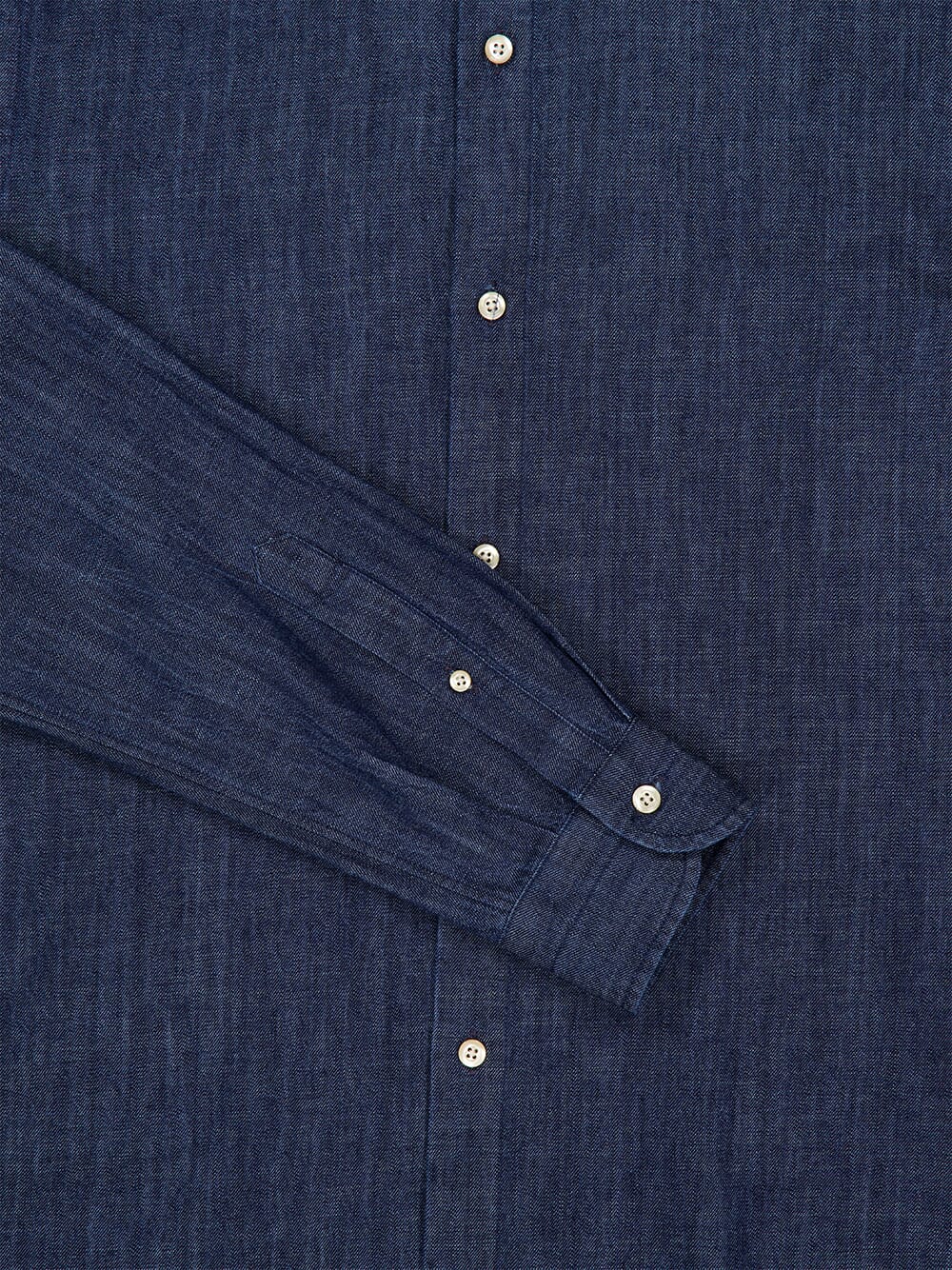 Dark Blue Cotton Long-Sleeve Shirt - Image 4