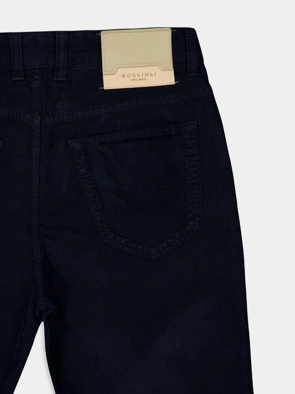 Dark Blue Regular Fit Corduroy Trousers - Image 4