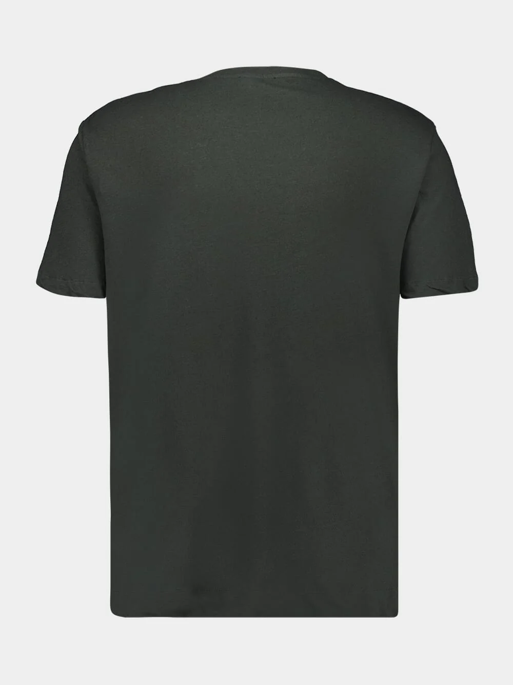 Dark Green Cotton Linen Crew Neck T-Shirt - Image 2