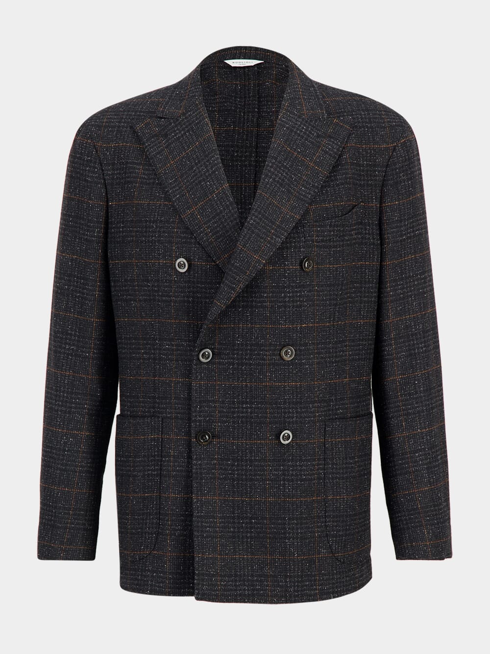 Dark Grey Double-Breasted Wool-Silk Blazer