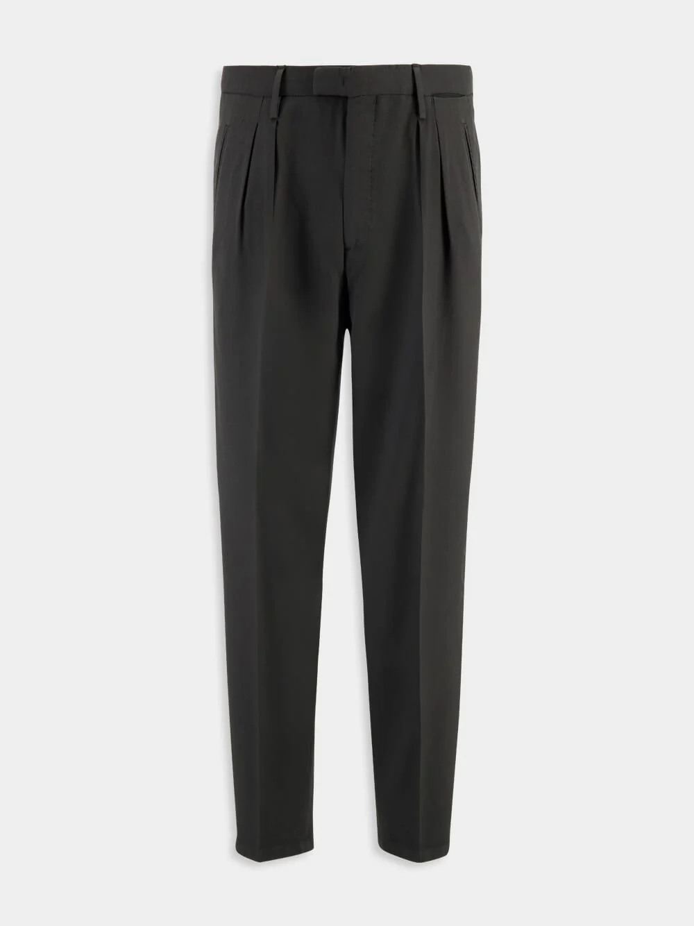 Dark Grey Virgin Wool 2-Pleat Trousers