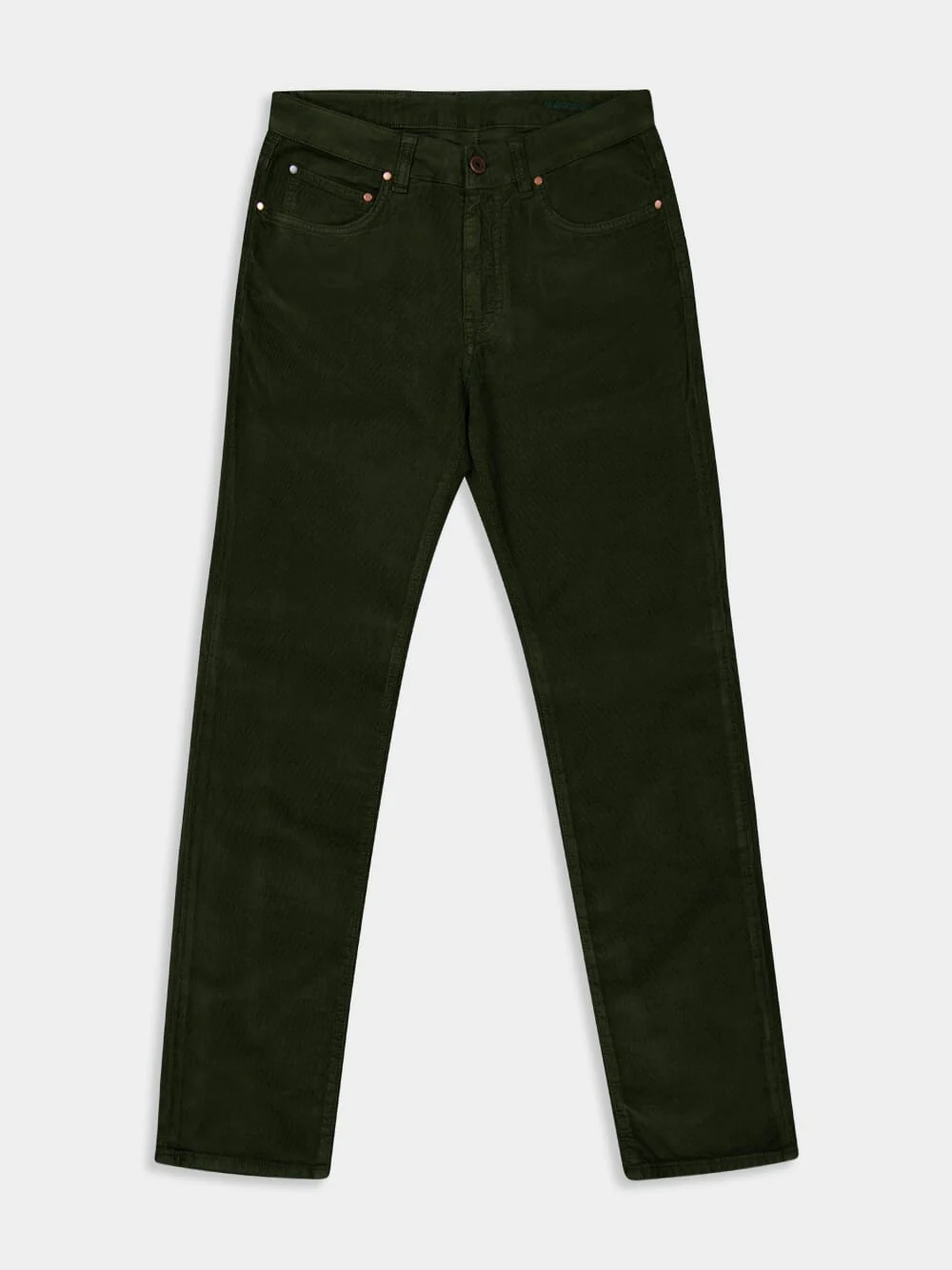 Green Regular Fit Corduroy Trousers - Image 5