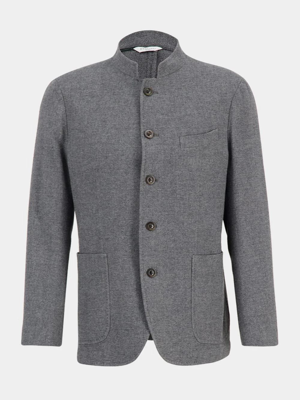 Grey Wool-Cashmere Stand Collar Jacket