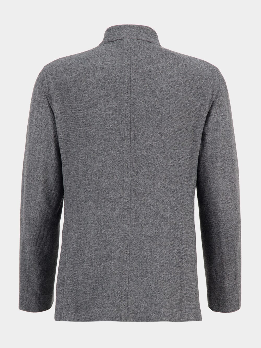 Grey Wool-Cashmere Stand Collar Jacket - Image 2