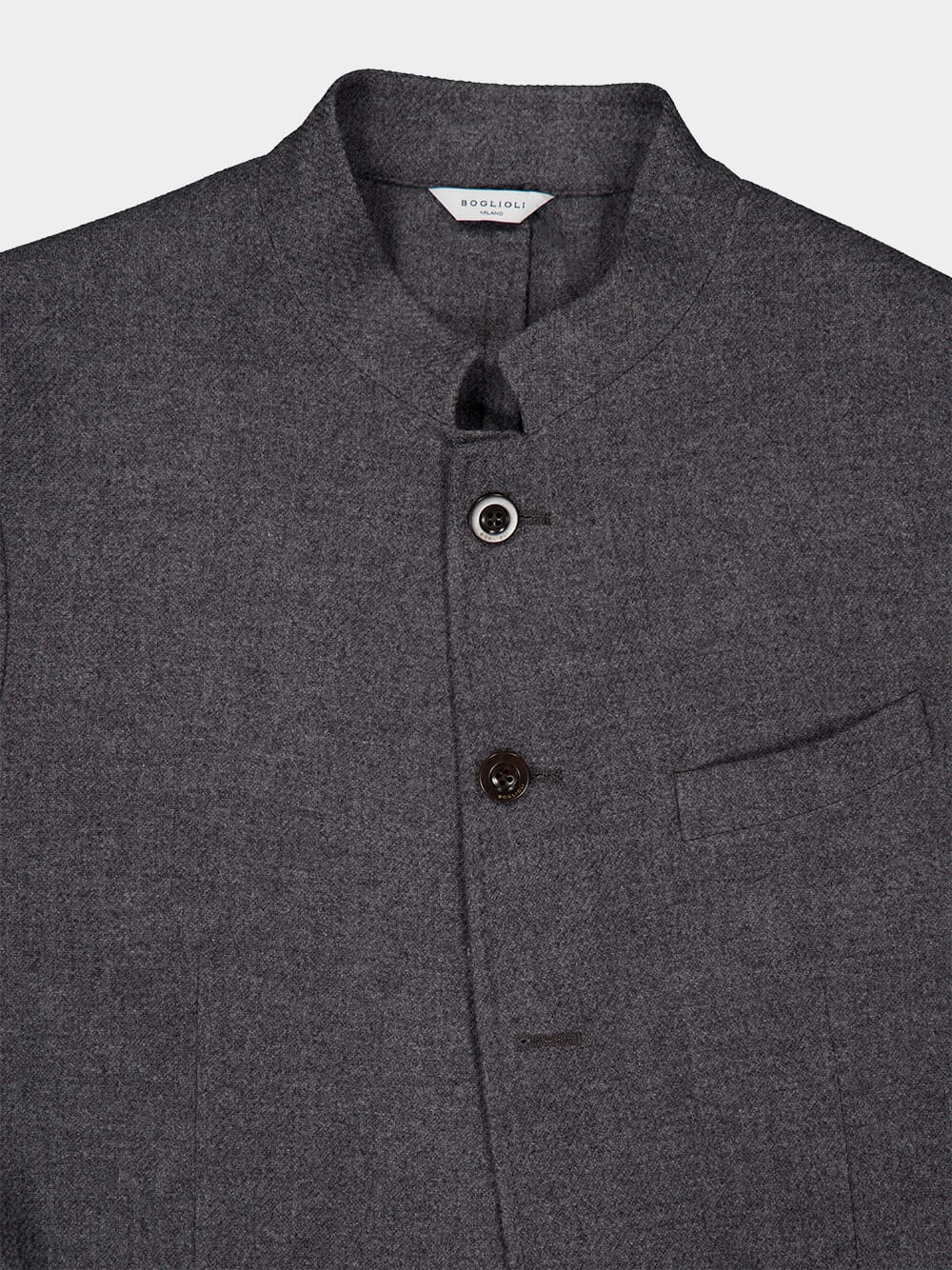 Grey Wool-Cashmere Stand Collar Jacket - Image 3