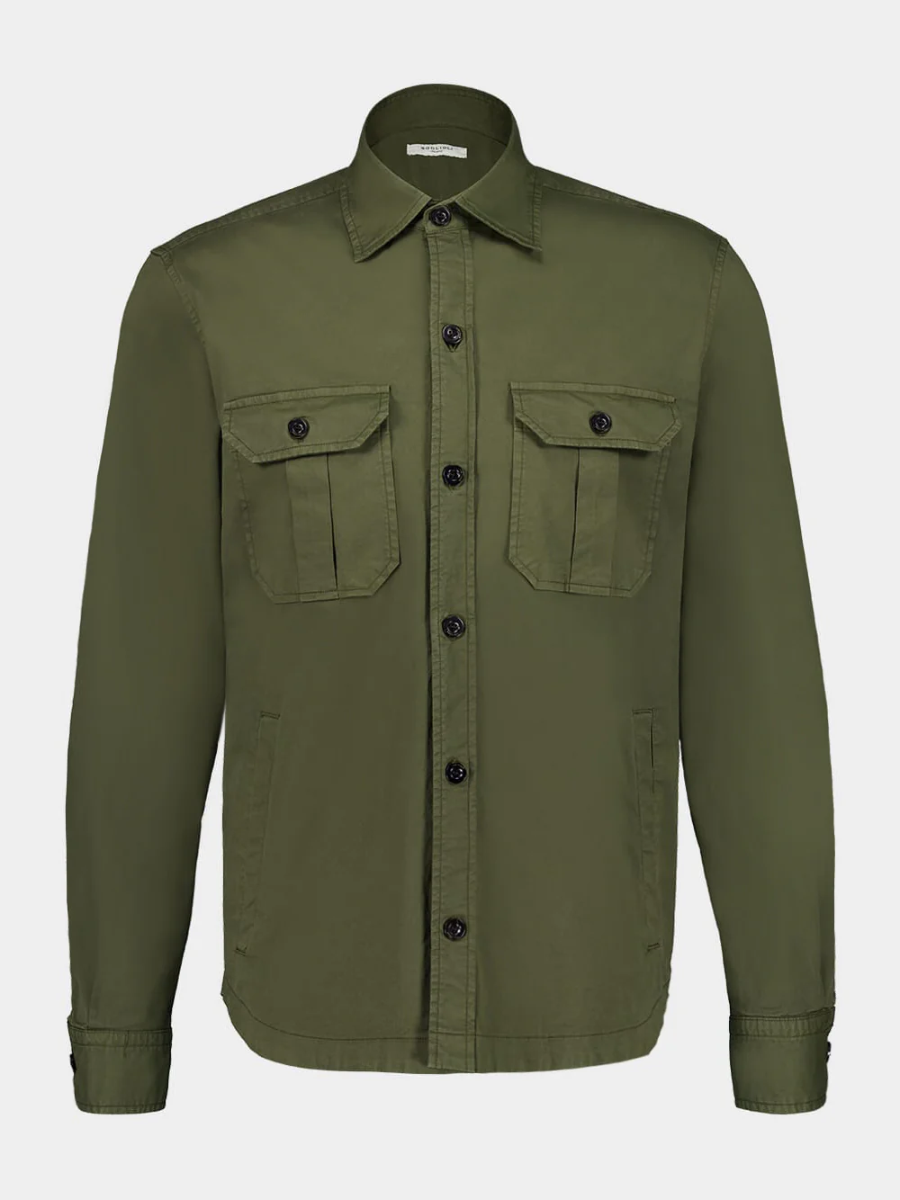 Khaki Cotton Overshirt with Pockets