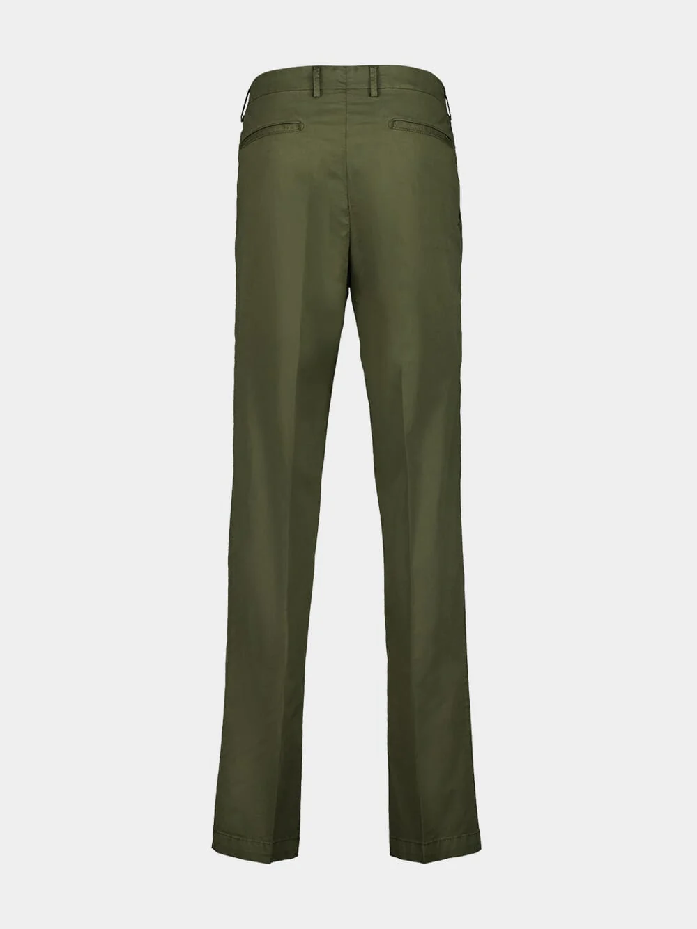 Khaki Green Regular Fit Cotton Trousers - Image 2
