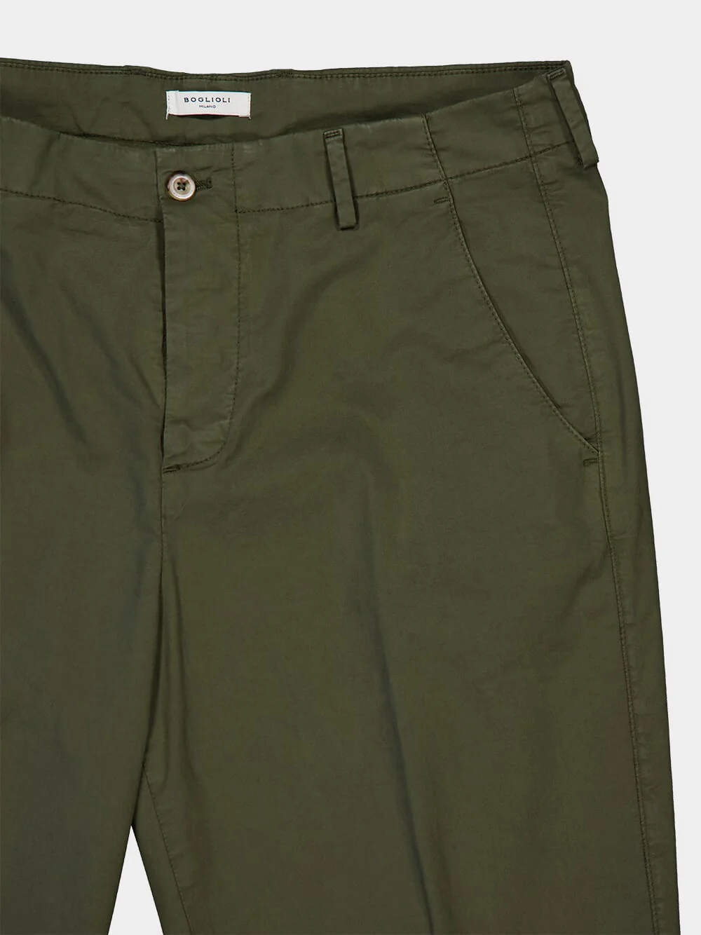 Khaki Green Regular Fit Cotton Trousers - Image 3