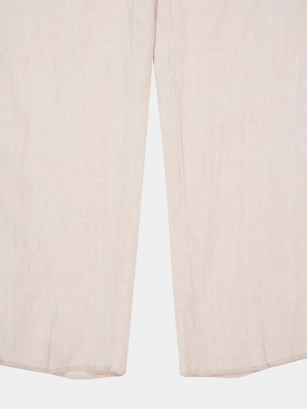 Light Beige Straight Fit Linen Trousers - Image 4