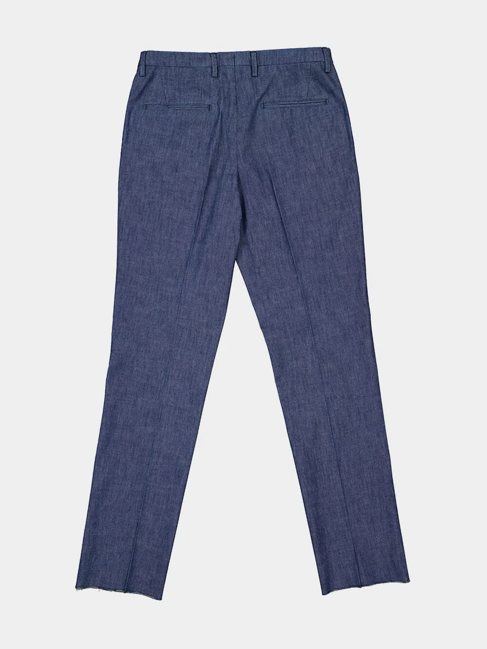 Light Blue Cotton Straight Fit Trousers - Image 6