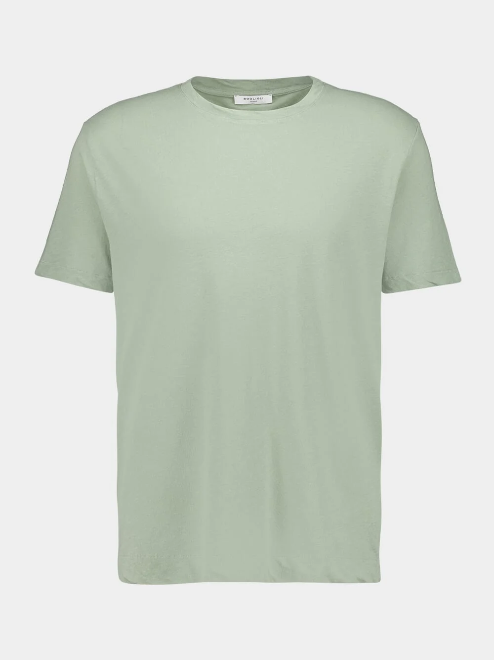 Light Green Cotton Linen Crew Neck T-Shirt
