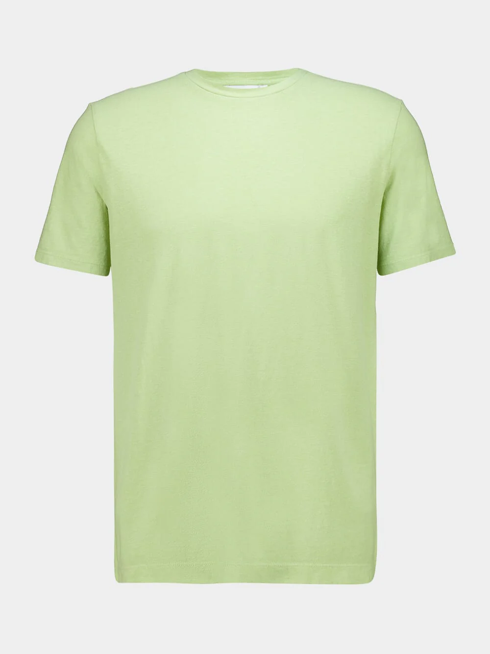Light Green Cotton Linen Crew Neck T-Shirt