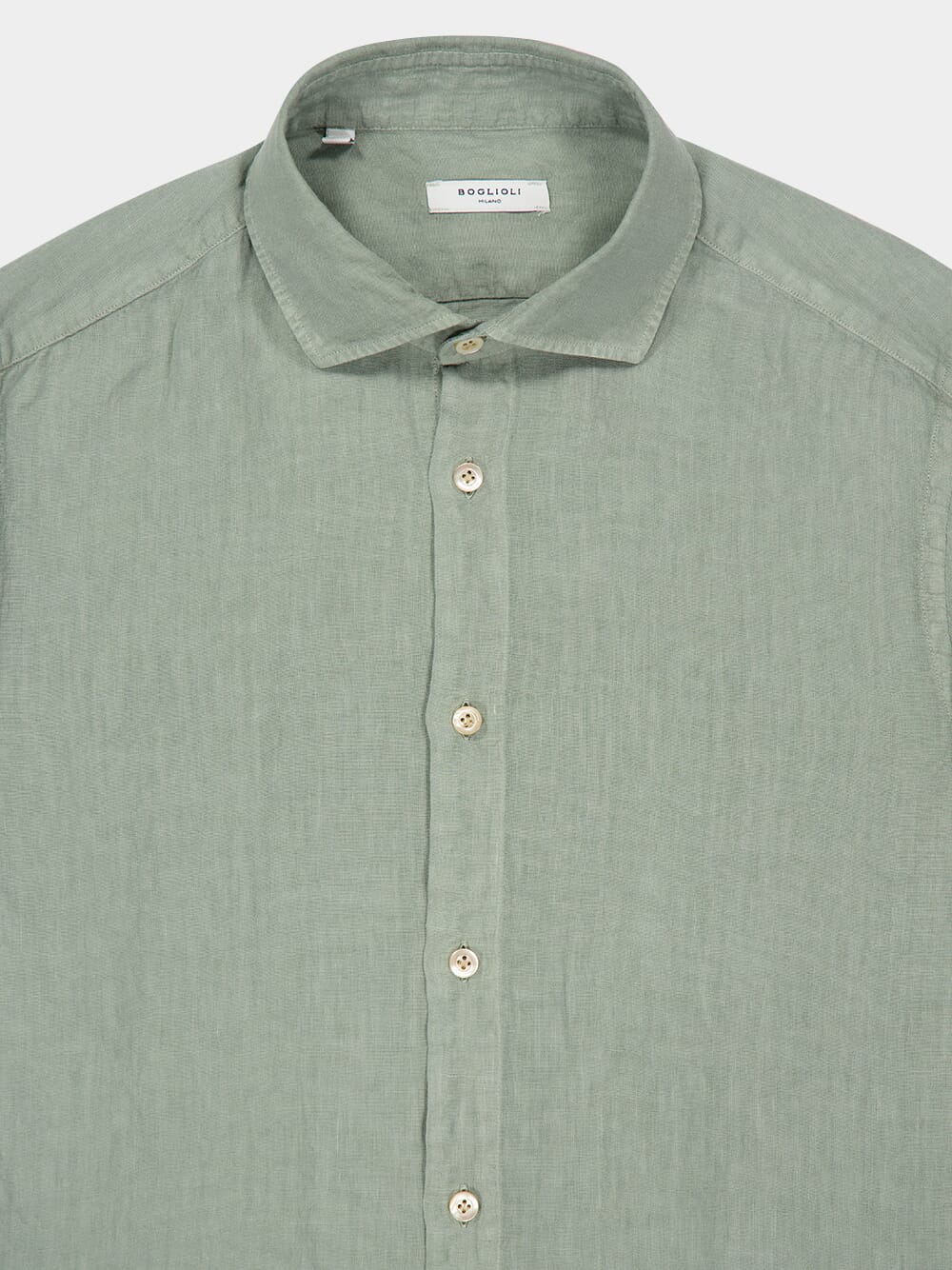 Mint Green Garment-Dyed Linen Shirt - Image 3