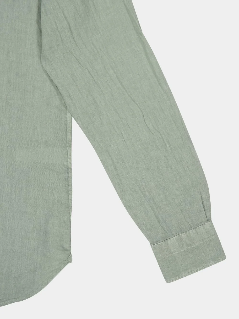 Mint Green Garment-Dyed Linen Shirt - Image 4