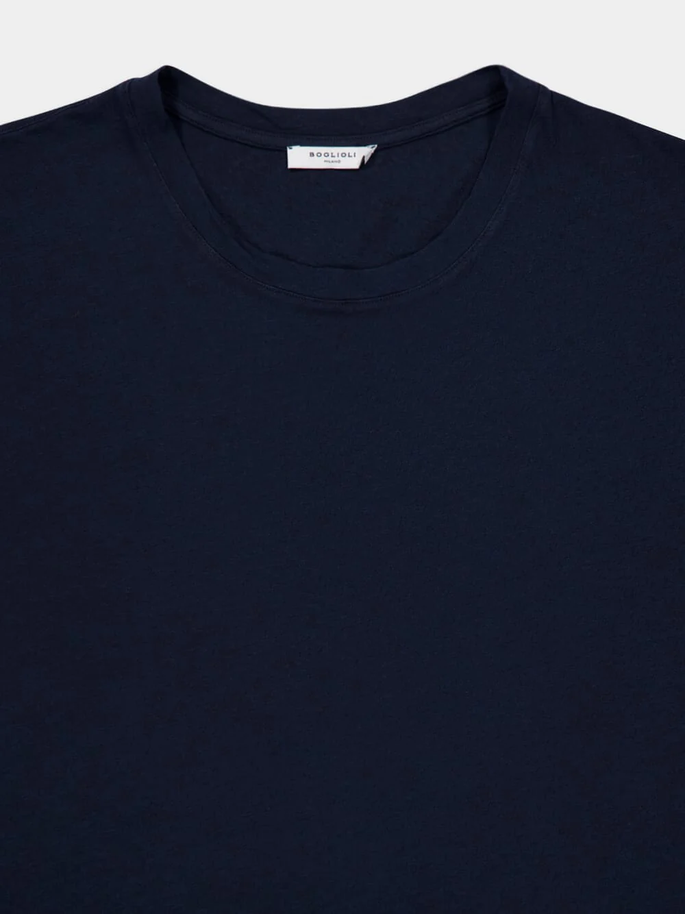 Navy Blue Cotton Linen Crew Neck T-Shirt - Image 3