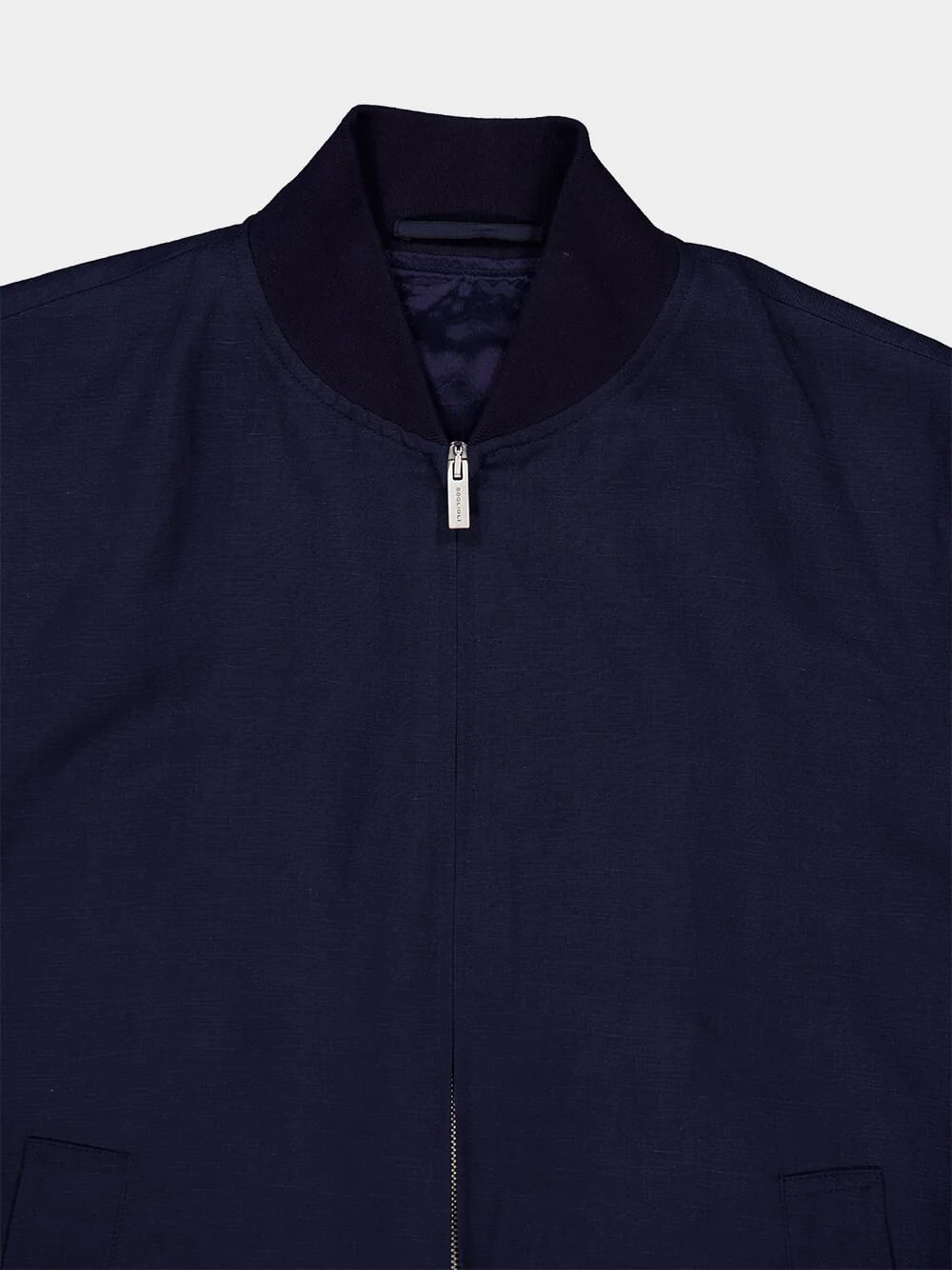 Navy Blue Lyocell Bomber Jacket - Image 3