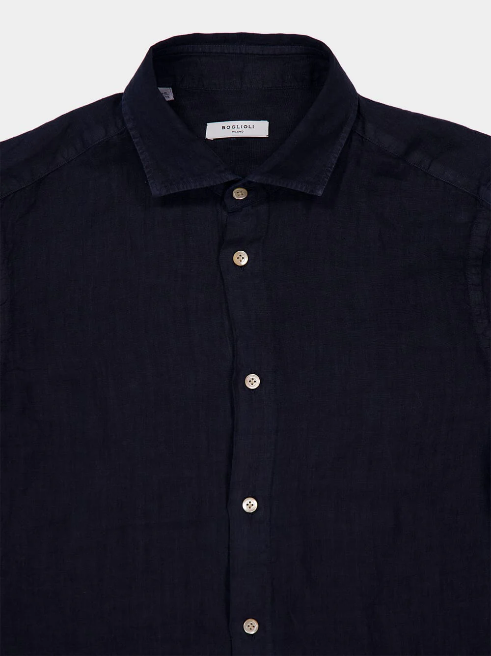 Navy Blue Regular-Fit Linen Shirt - Image 3