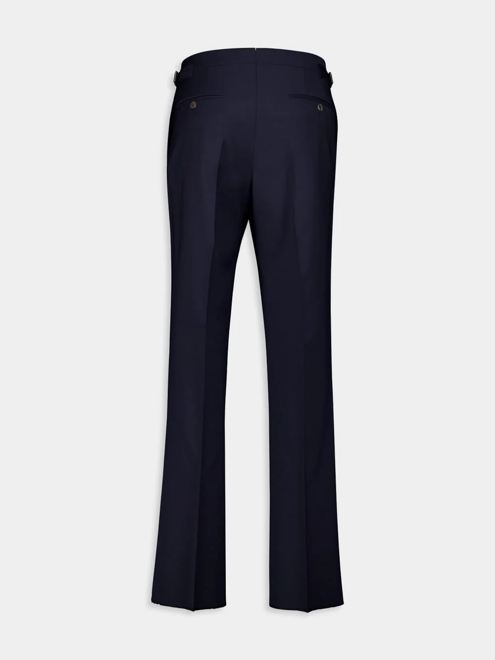 Navy Blue Regular Fit Pleated Wool Trousers - Image 2